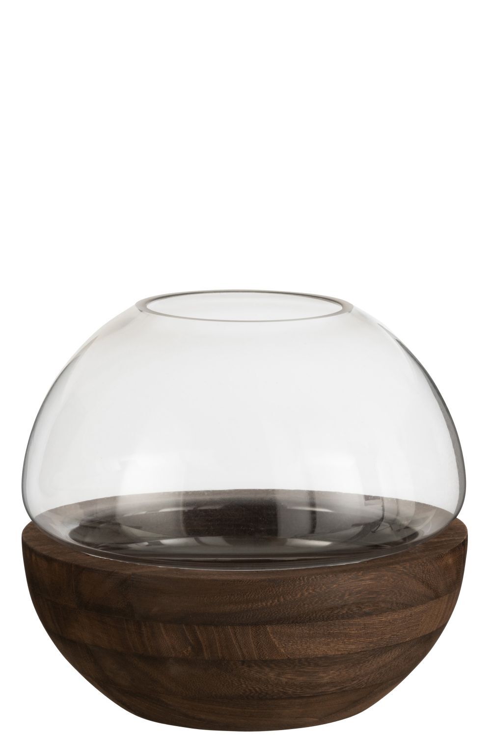 Vase rond sur pied verre marron/or large H. 30cm