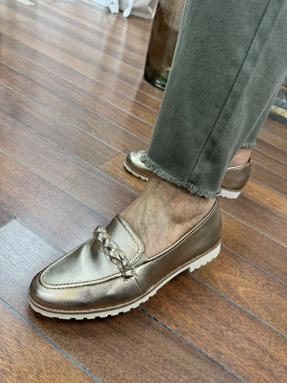 iSLIPPER EN CUIR TAMARIS MOCCASSIN TAMARIS BRONZE SLIPPER EN CUIR TAMARIS MOCCASSIN TAMARIS BRONZE