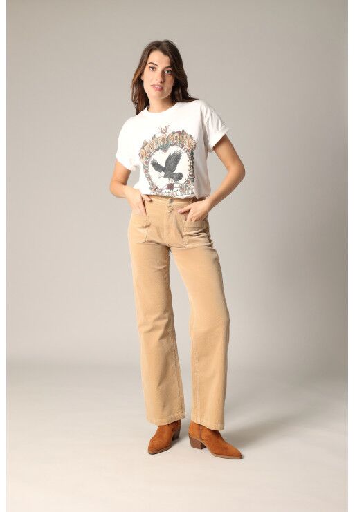 product - 2025-10-05T202548.378 Pantalon SAKARI Pantalon évasé en velours côtelé BEIGE DEELUXE